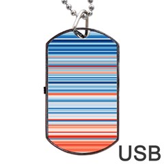 Blue And Coral Stripe 2 Dog Tag USB Flash (One Side)