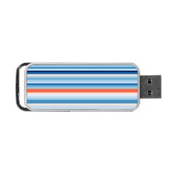 Blue And Coral Stripe 2 Portable Usb Flash (one Side) by dressshop