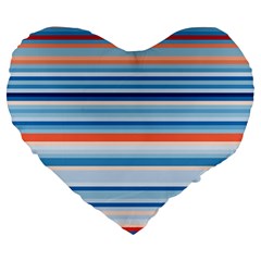 Blue And Coral Stripe 2 Large 19  Premium Heart Shape Cushions by dressshop