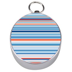 Blue And Coral Stripe 2 Silver Compasses