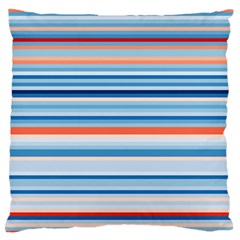 Blue And Coral Stripe 2 Large Flano Cushion Case (Two Sides)