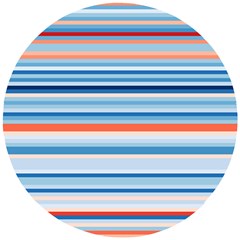 Blue And Coral Stripe 2 Wooden Puzzle Round