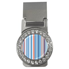 Blue And Coral Stripe 1 Money Clips (cz)  by dressshop