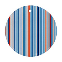 Blue And Coral Stripe 1 Round Ornament (two Sides) by dressshop