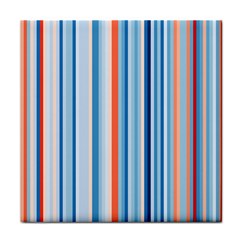 Blue And Coral Stripe 1 Face Towel by dressshop