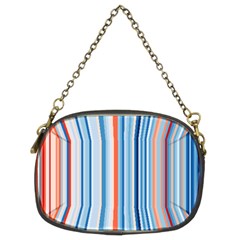 Blue And Coral Stripe 1 Chain Purse (two Sides)