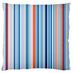 Blue And Coral Stripe 1 Large Cushion Case (one Side)