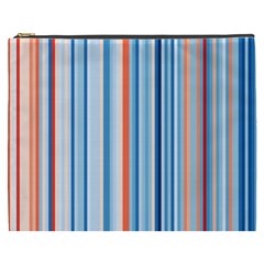 Blue And Coral Stripe 1 Cosmetic Bag (xxxl) by dressshop