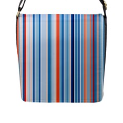 Blue And Coral Stripe 1 Flap Closure Messenger Bag (l) by dressshop