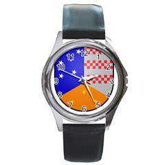 Coat Of Arms Of Magallanes Region, Chile Round Metal Watch by abbeyz71