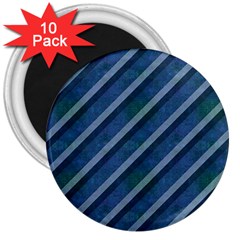 Blue Stripped Pattern 3  Magnets (10 Pack)  by designsbyamerianna