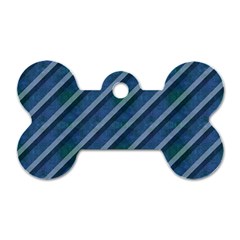 Blue Stripped Pattern Dog Tag Bone (two Sides) by designsbyamerianna