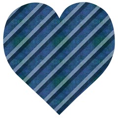 Blue Stripped Pattern Wooden Puzzle Heart by designsbyamerianna