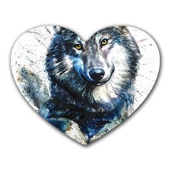 Gray Wolf - Forest King Heart Mousepads by kot737