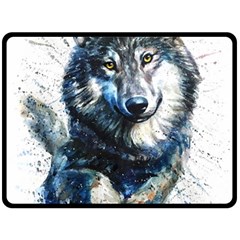 Gray Wolf - Forest King Fleece Blanket (large)  by kot737