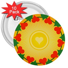 Mandala Floral Round Circles 3  Buttons (10 pack) 