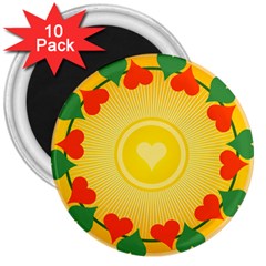 Mandala Floral Round Circles 3  Magnets (10 pack) 