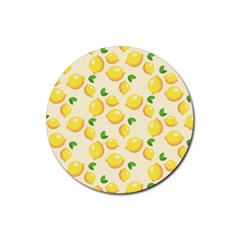 Fruits Template Lemons Yellow Rubber Round Coaster (4 Pack)  by Pakrebo