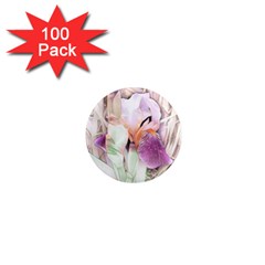 Iris Digital Painting Flower Pastel 1  Mini Magnets (100 Pack) 