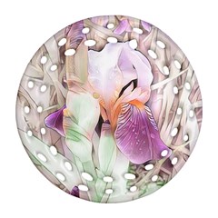 Iris Digital Painting Flower Pastel Ornament (Round Filigree)