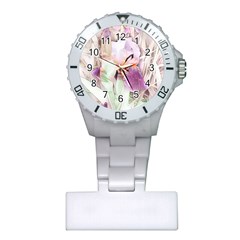 Iris Digital Painting Flower Pastel Plastic Nurses Watch by Pakrebo