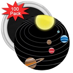 Solar System Planets Sun Space 3  Magnets (100 Pack) by Pakrebo