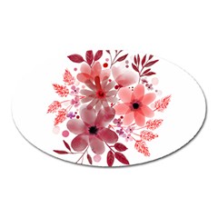 Watercolour Flowers Red Watercolor Oval Magnet by Pakrebo