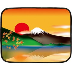 Mount Fuji Japan Lake Sun Sunset Double Sided Fleece Blanket (mini)  by Pakrebo