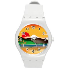 Mount Fuji Japan Lake Sun Sunset Round Plastic Sport Watch (m) by Pakrebo