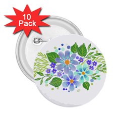 Watercolour Flowers Bouquet Spring 2 25  Buttons (10 Pack)  by Pakrebo