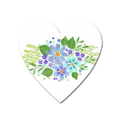 Watercolour Flowers Bouquet Spring Heart Magnet by Pakrebo