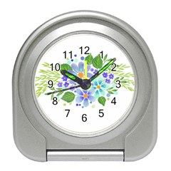 Watercolour Flowers Bouquet Spring Travel Alarm Clock by Pakrebo