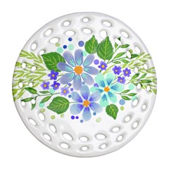 Watercolour Flowers Bouquet Spring Ornament (round Filigree) by Pakrebo
