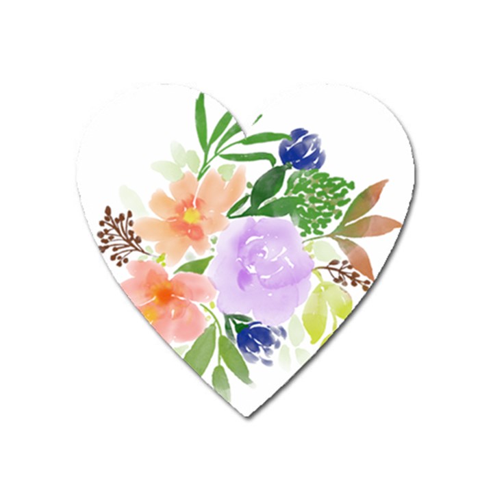 Watercolour Flowers Spring Heart Magnet