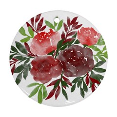 Watercolour Flowers Roses Watercolor Round Ornament (two Sides) by Pakrebo