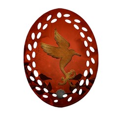 Elegant Decorative Bird Oval Filigree Ornament (two Sides)