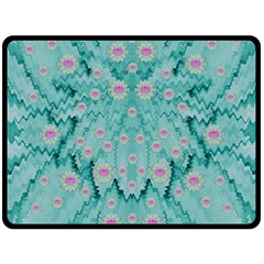 Lotus  Bloom Lagoon Of Soft Warm Clear Peaceful Water Double Sided Fleece Blanket (large)  by pepitasart