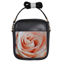 Soft Pink Rose Close Up Girls Sling Bag by bloomingvinedesign