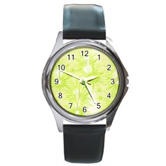 Background Green Star Round Metal Watch by HermanTelo