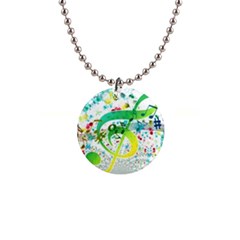 Circle Music Pattern 1  Button Necklace by HermanTelo