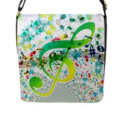 Circle Music Pattern Flap Closure Messenger Bag (l) by HermanTelo