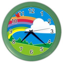 Natural Cloud Field Grass Color Wall Clock by Pakrebo