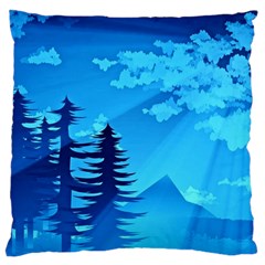Forest Landscape Pine Trees Forest Large Cushion Case (one Side) by Pakrebo