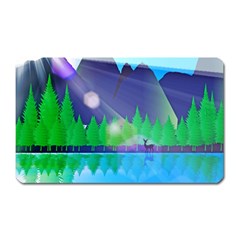 Forest Landscape Pine Trees Forest Magnet (rectangular) by Pakrebo