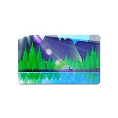 Forest Landscape Pine Trees Forest Magnet (name Card) by Pakrebo