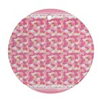 Peony Pattern Pink Scrapbooking Ornament (Round) Front