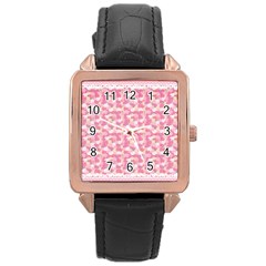Peony Pattern Pink Scrapbooking Rose Gold Leather Watch  by Pakrebo