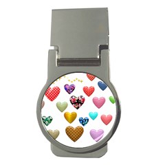 Hearts Puffy Shiny Love Sticker Money Clips (round)  by Pakrebo