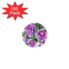 Flowers Roses Aquilegias Ferns 1  Mini Magnets (100 Pack) 