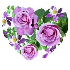 Flowers Roses Aquilegias Ferns Wooden Puzzle Heart by Pakrebo